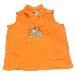 Walt Disney eeyore and piglet embroidered collared tank